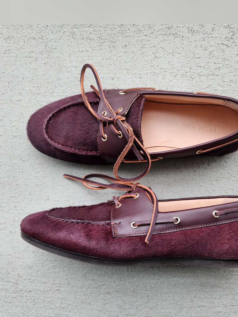 Women's Burgundy Leather & Haircalf Boat Shoes